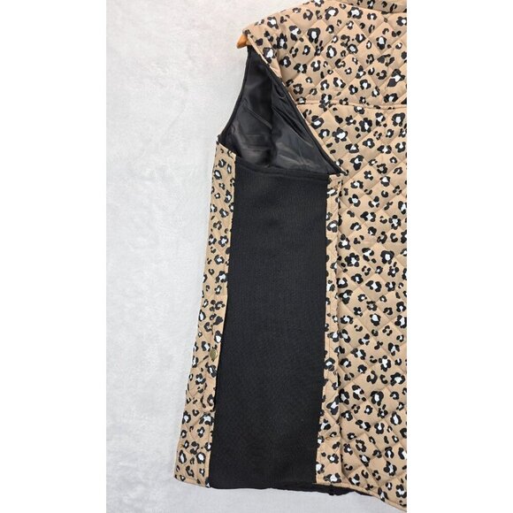 Jacket Vest Quilted Leopard Print 4X Kim Rogers Black Stretch Sides Zip Front - Picture 5 of 13